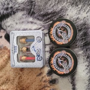 Sealed OCC pez dispensers and 3 occ tin cans